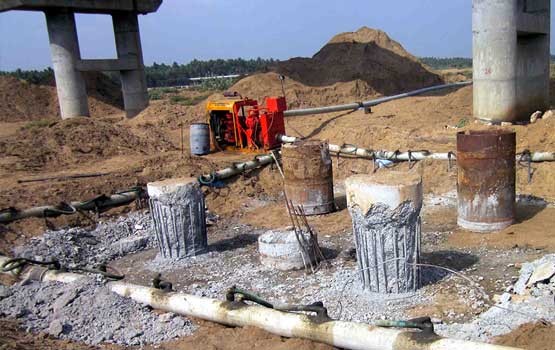 Dewatering Works at footing of Bridge across river