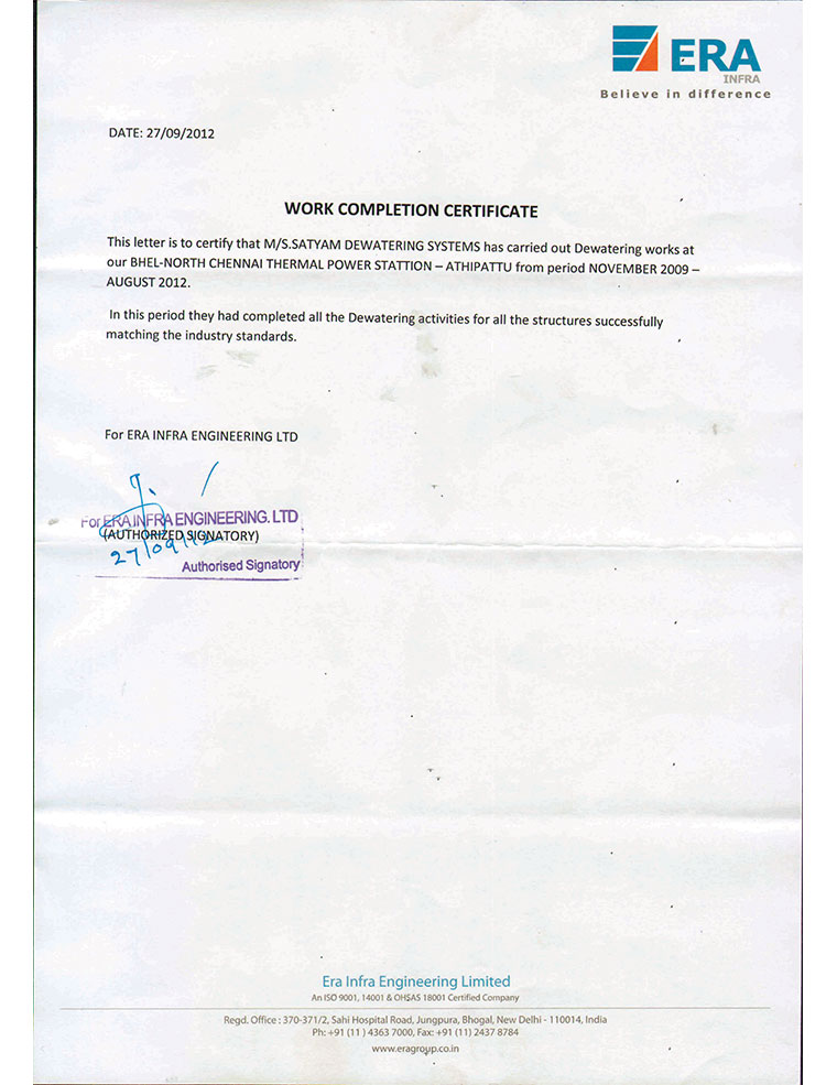 Dewatering At Power Plant